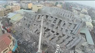 Aerial: Damage After Strong Earthquake Hits Taiwan