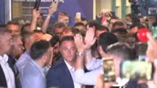 Mitsotakis greets crowds after Greek election win