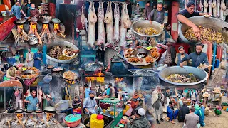 Breakfast in Afghanistan | Traditional morning street food | Shinwari Karahi | Liver Fry