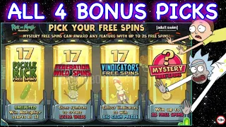 ALL 4 BONUS PICKS - RICK & MORTY - MEGAWAYS SLOT 🚨 CASINO BONUS WINS !!