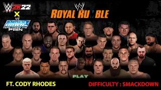 Royal Rumble in SMACKDOWN difficulty with 2K22 Roaster with Cody Rhodes in HCTP | FULL MATCH