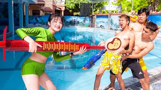 THE PREGNANT MAN PRANK BATTLE Dr.Tranbi Nerf Guns Fight Criminal PREGNANCY PRANK COMEDY VTL Nerf War