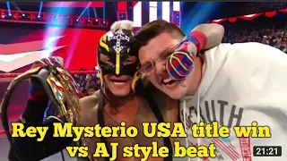 WWE Raw Rey Mysterio vs aj styles for the us title win  misterio