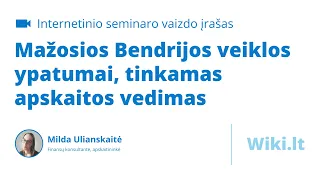 Mažosios Bendrijos veiklos ypatumai, tinkamas apskaitos vedimas