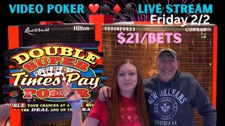 🔴 High Limit $21 Bets 😳 $1 Double Super Times Pay 🍀🍀🍀 #videopoker,#highlimit,#casino,#gambling