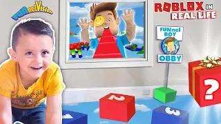 Shawn's ROBLOX OBBY in REAL LIFE!  FUNnel BOY OBSTACLE COURSE by FV Family