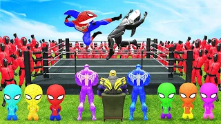 Spiderman rescue challenge fighting Place Shark Spiderman roblox bad guy joker venom | King Spider