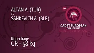 Repechage GR - 58 kg: A. ALTAN (TUR) df. A. SANKEVICH (BLR) by TF, 9-0