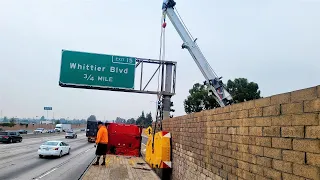 Rotator recovery OVER a wall on the freeway