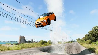 Cars vs Water Geyser - BeamNG.drive