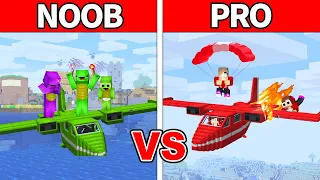 MIKEY Family vs JJ - NOOB vs PRO: AIRPLANE HOUSE Build Challenge in Minecraft (Maizen Mizen Mazien)