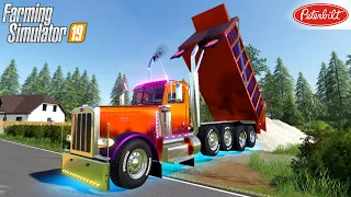 Farming Simulator 19 - PETERBILT 379 Dump Truck Transports Crushed Stone To A Construction Site