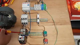 Schema electrică de forță si comandă pentru pornirea  motorului  electric trifazat.