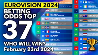 🏆📊 Who will be the WINNER of EUROVISION 2024? - Betting Odds TOP 37 (February 23rd)