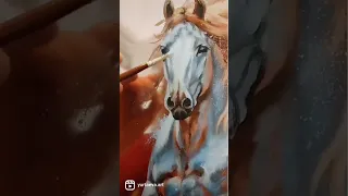 Картина конь на медном холсте Написана маслом