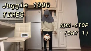 I tried juggling for 1000 times NON-STOP (Day 1)