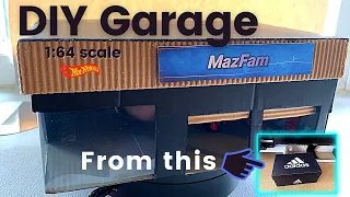 DIY Garage for 1:64 scale Hot Wheels toy cars. How to make a car garage from shoe box