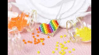 Beebeecraft DIY Rainbow Heart Beaded Necklace