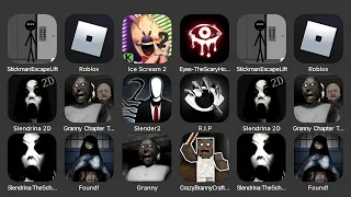 Stickman Escape Lift, Roblox, Ice Scream 2, Eyes The Scary Horror Game, Slendrina 2D, Granny...