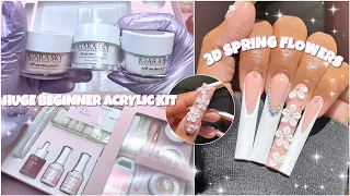 TRYING KIARA SKY 14 PIECE ACRYLIC KIT | ALL ESSENTIALS IN ONE! | SIMPLE SPRING 3D ACRYLIC FLOWERS 🌸