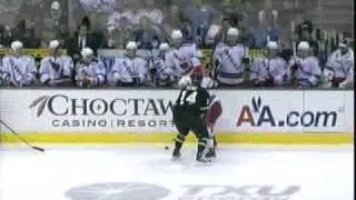 Jamie Benn sends Chris Drury flying