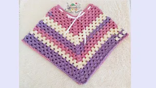 PONCHO A CROCHET PARA NIÑA - PASO A PASO - GANCHILLO