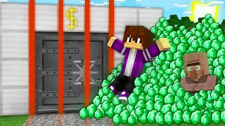 МЫ С ЖИТЕЛЯМИ ОГРАБИЛИ БАНК ИЗУМРУДОВ В МАЙНКРАФТ 100% троллинг ловушка minecraft