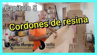 Capitulo 5.  Cordones de resina al interior del casco Attuannik #woodenkayak #buildingkayak