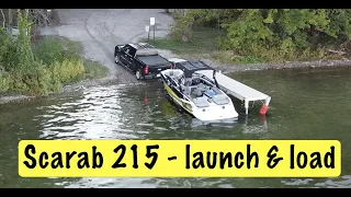 LAUNCHING & RETRIEVING our Scarab Jet Boat 215 WAKE Edition at the boat launch ramp