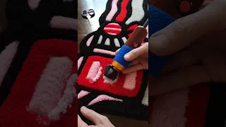 Carving rug process ASMR  #tufting #rugs #carving