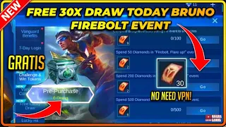 CLAIM! FREE 30X TOKENS TODAY BRUNO FIREBOLT BOLT EVENT - MLBB