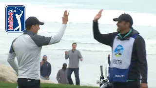 Jordan Spieth holes out from the fairway for eagle at AT&T Pebble Beach