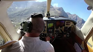 Cessna 210 approach and landing at LFIP altiport (cockpit view 2)