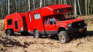 По бездорожью на мощном Ford Earthroamer xv-lts 4x4 с прицепом ... RC OFFroad 4x4