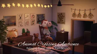 Cozy Night in Animal Crossing 💧 Relaxing Piano Jazz + Rain 💧