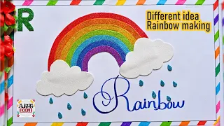 How to draw rainbow| Rainbow making with glitter sheets| Different idea rainbow making