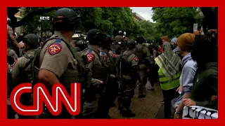 Video shows strong police presence at University of Texas over pro-Palestinian protest