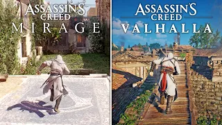 Assassin's Creed Mirage vs Valhalla - Parkour Gameplay Comparison (4K 60FPS)