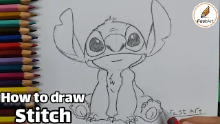 How to draw stitch step by step & easy for beginners