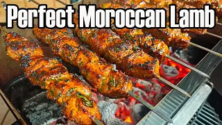 Easy Moroccan lamb skewer recipe, cooked over charcoal