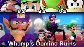 Super Mario Party Waluigi vs Luigi vs Bowser Jr vs Diddy Kong #78 Whomp's Domino Ruins