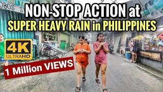 REAL LIFE SCENES at SUPER HEAVY RAIN in Philippines - Walking Tour [4K] 🇵🇭