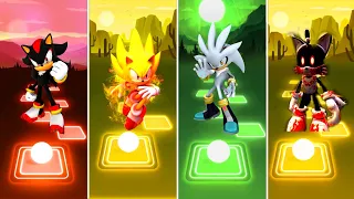 Shadow Sonic 🆚 Super Sonic 🆚 Silver Sonic 🆚 Tails Exe | Tiles Hop. Sonic EDM Rush