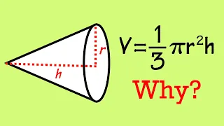 Why is the volume of a cone 1/3*pi*r^2*h? Here's a proof with the disc method! Calculus basics