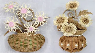 5 Jute Flower Vase Wall Hanging Craft Ideas are recycled from 7up Bottle