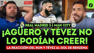 REACCIÓN DEL KUN AGÜERO Y CARLOS TÉVEZ al GOL de BENZEMA | Real Madrid 3-1 Manchester City