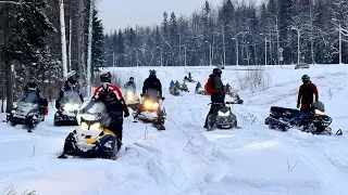 Пермь на снегоходах,прокатились по логам BRP turbo POLARIS khaos STELS YAMAHA nitro #запрудклуб