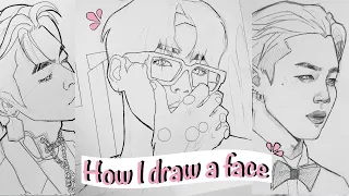 How I draw faces |  Indepth tutorial | Soobin Txt