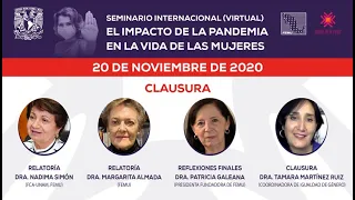 Clausura del Seminario Internacional "El impacto de la pandemia en la vida de las mujeres".