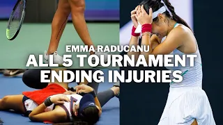 EMMA RADUCANU: ALL 5 TOURNAMENT ENDIND INJURIES - SHOCKING! - BlISTERS AND BREATHING PROBLEMS